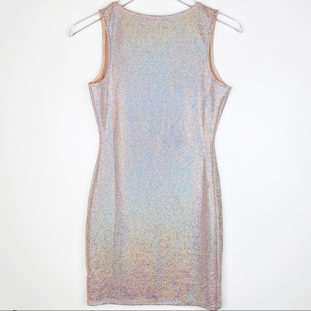 💜 🆕 Sexy Dress Mini Hologram Bodycon Square Neck - Picture 5 of 6